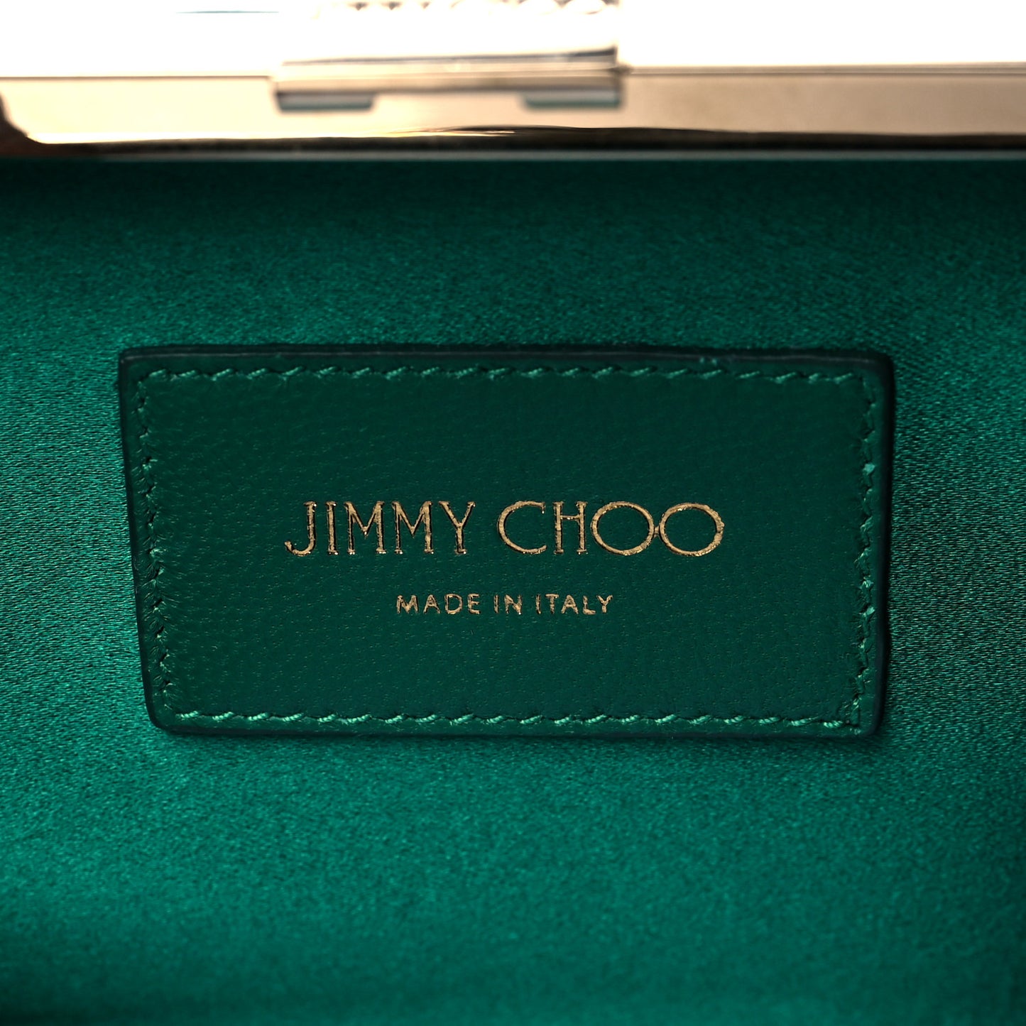 Satin Crystal Leonis Clutch Green