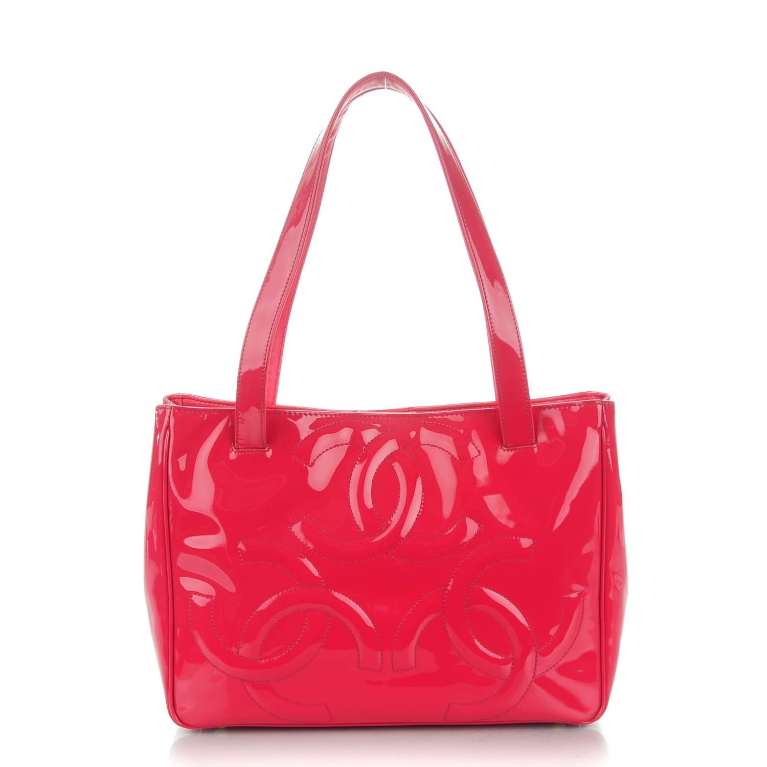 Chanel Patent CC Logo Tote Dark Pink 1 of 7