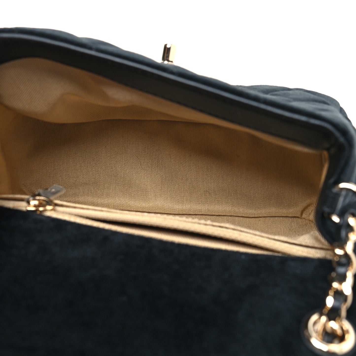 Velvet Quilted Mini Pearl Crush Flap Black