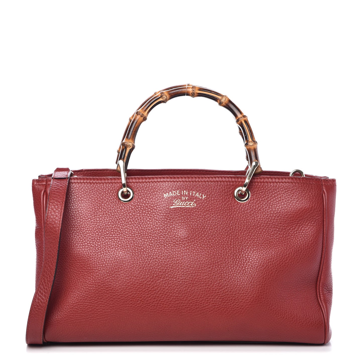 Pebbled Calfskin Medium Bamboo Shopper Tote Red