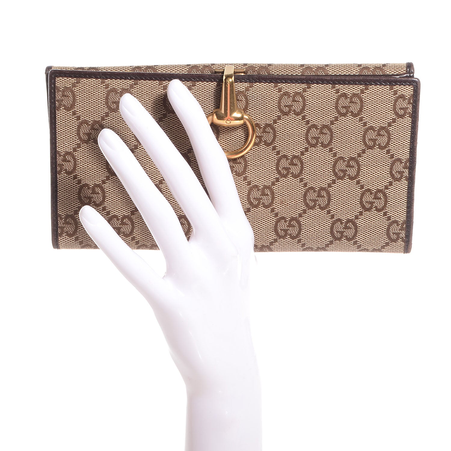 Gucci Monogram Horsebit Continental Wallet Dark Brown 2 of 8