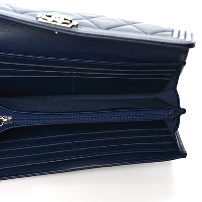 Chanel Calfskin Quilted Large Boy Gusset Flap Wallet Navy Blue 4 of 6