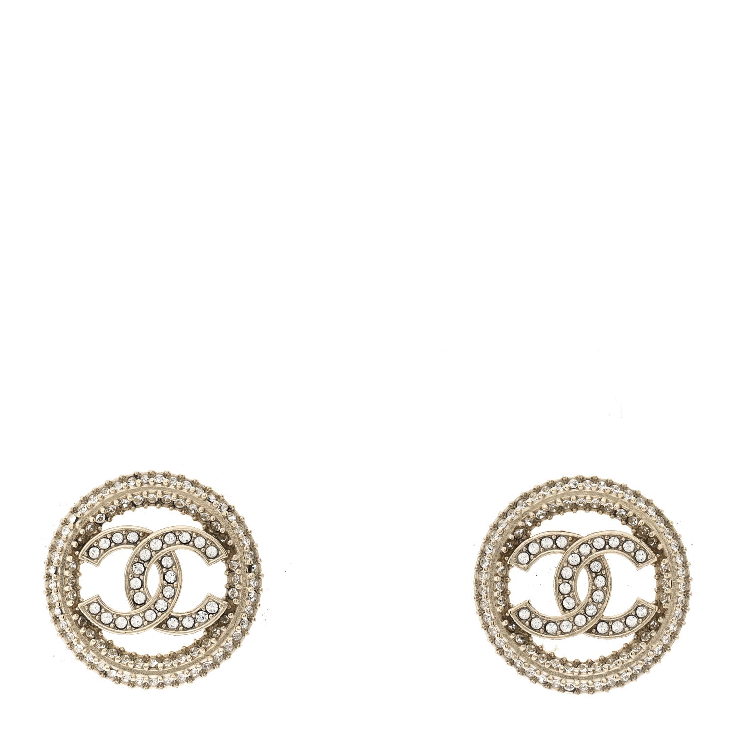 Chanel Crystal CC Vendome Round Earrings Gold 1 of 5
