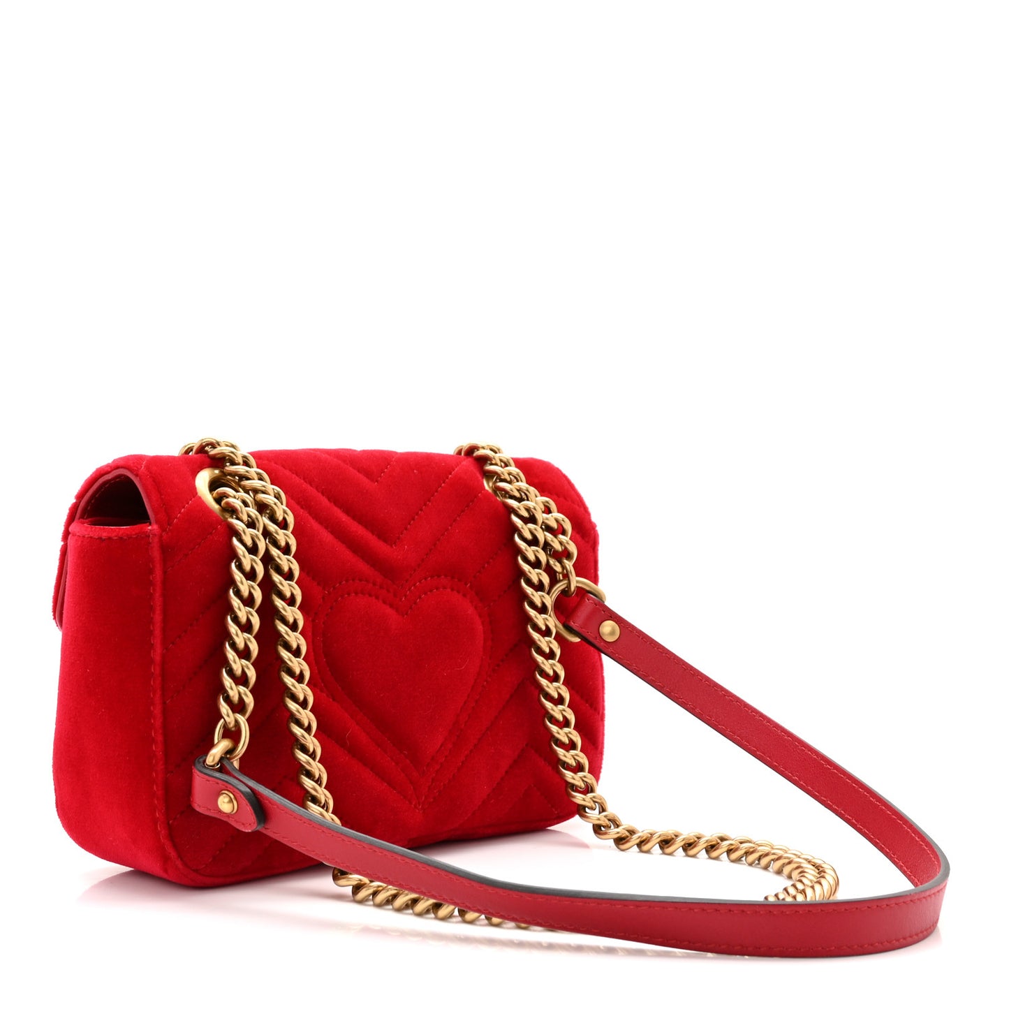 Velvet Matelasse Mini GG Marmont Shoulder Bag Hibiscus Red