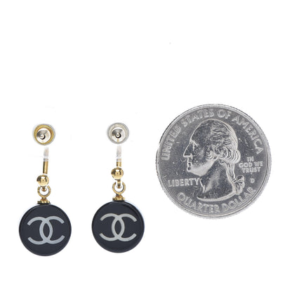 Chanel Enamel CC Dangle Earrings Gold Black 2 of 4