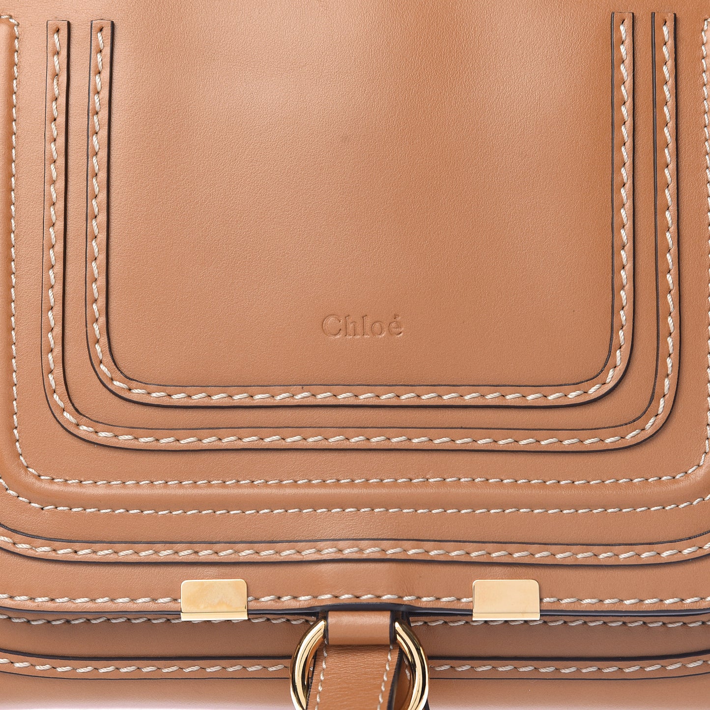Shiny Calfskin Marcie Saddle Shoulder Bag Autumnal Brown