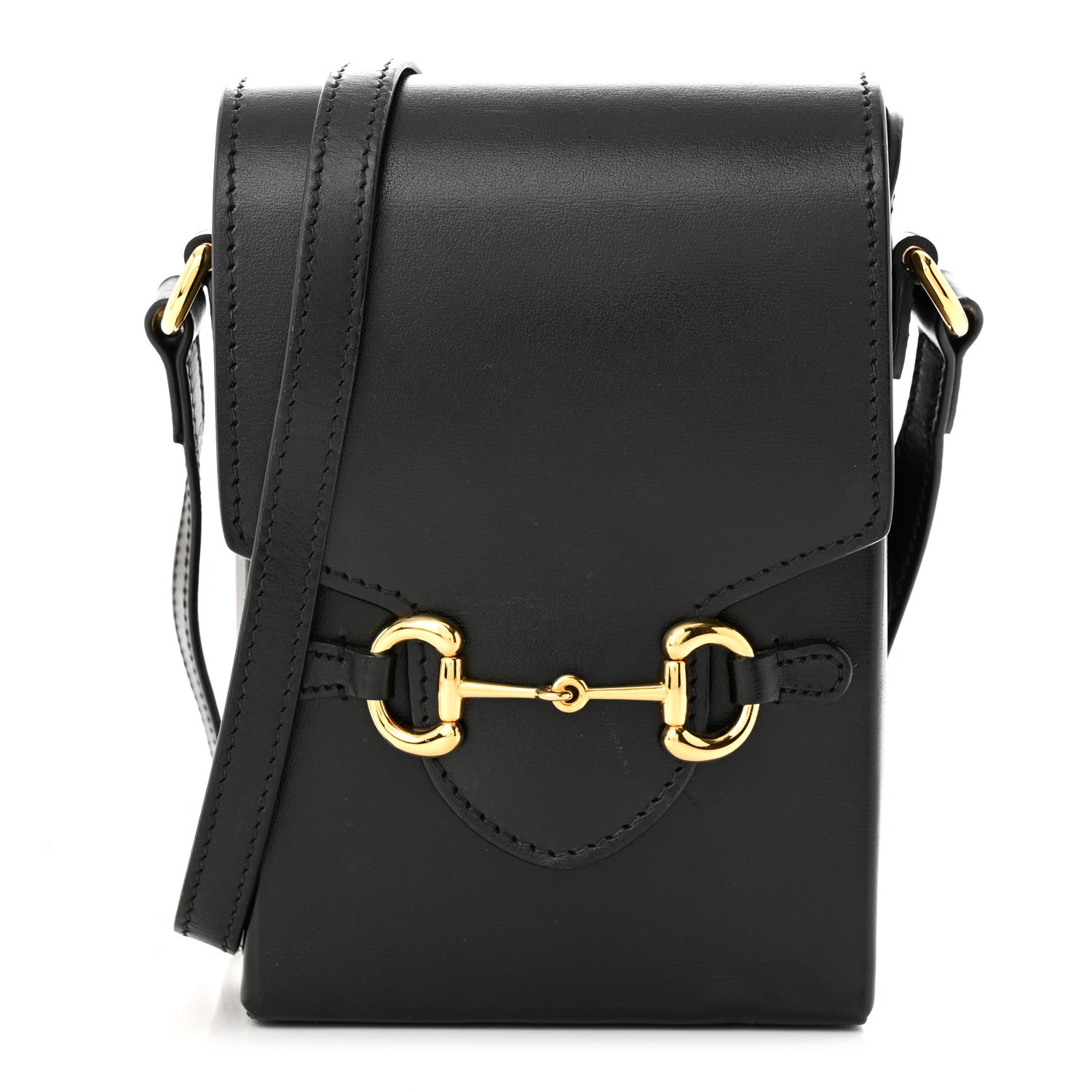 Gucci Boarded Plutone Calfskin Mini Horsebit 1955 Crossbody Bag Black 1 of 14