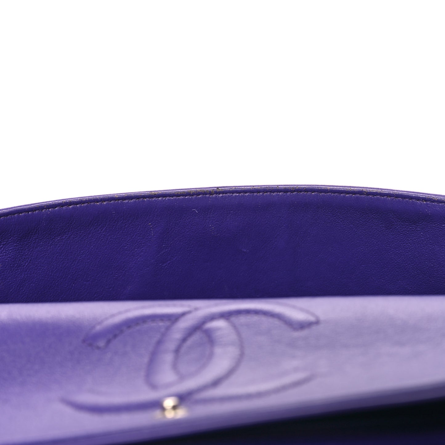 Patent Calfskin Quilted Medium Double Flap Purple
