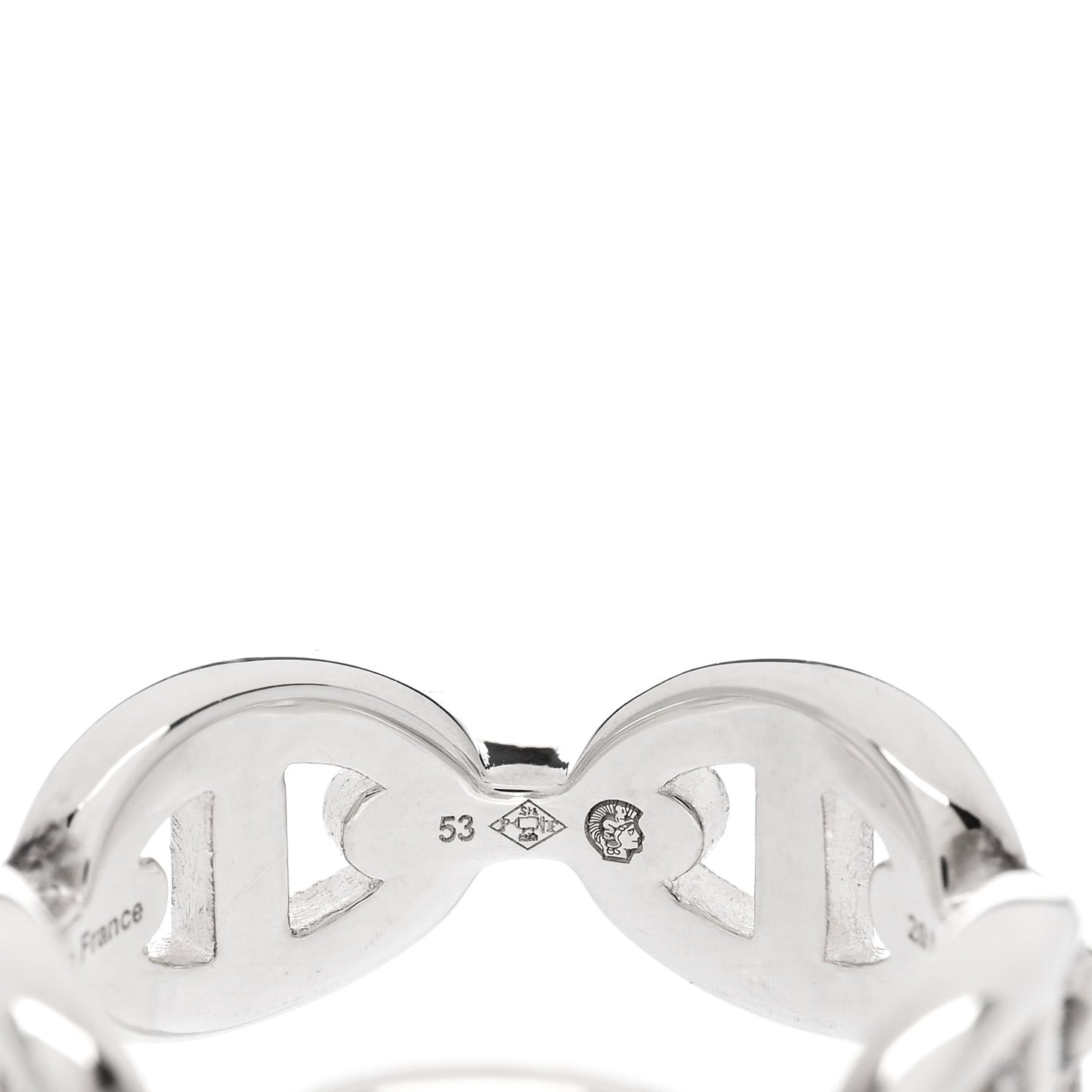 Sterling Silver PM Chaine d'Ancre Enchainee Band Ring 53 6.5