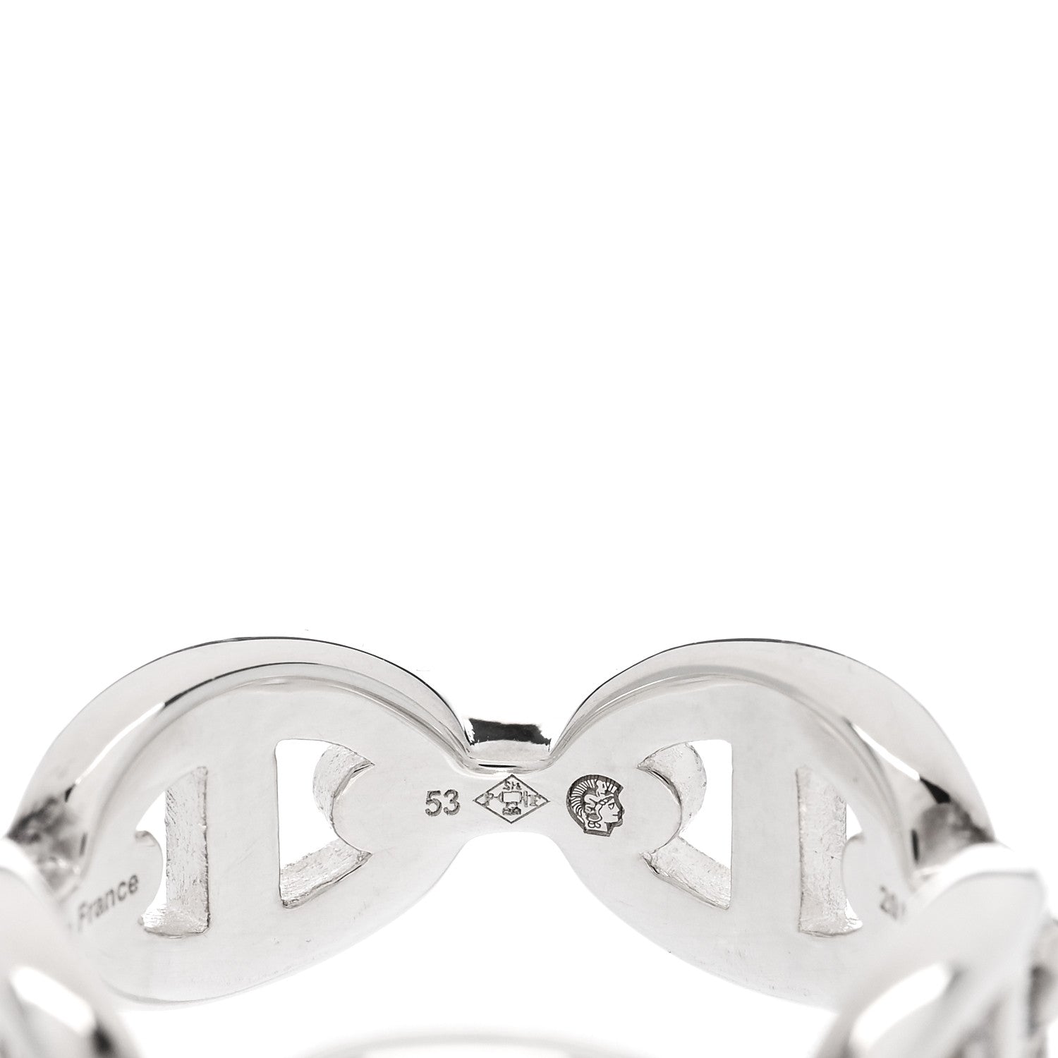 Hermes Sterling Silver PM Chaine d'Ancre Enchainee Band Ring 53 6.5 6 of 9