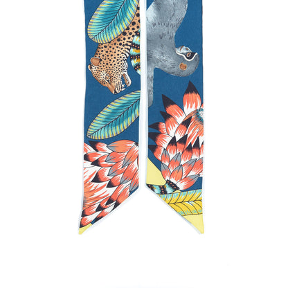Hermes Silk The Savana Dance Twilly Turquoise Petrole Jaune 6 of 6