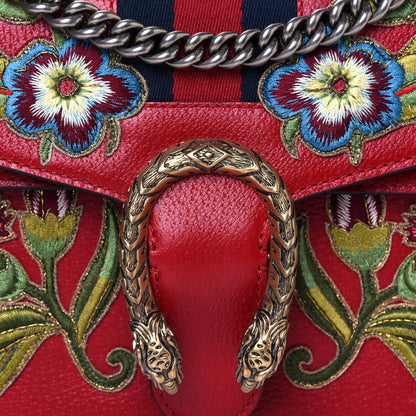 Gucci Calfskin Web Floral Embroidered Small Dionysus Shoulder Bag Hibiscus Red 8 of 12