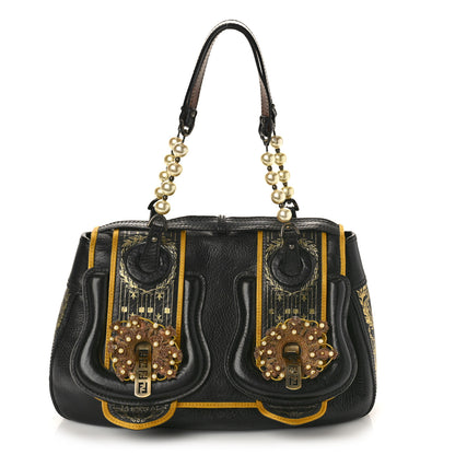 Fendi Calfskin Embellished B Bag Black 1 of 9