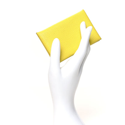 Hermes Chevre Mysore Calvi Card Case Lime 2 of 13