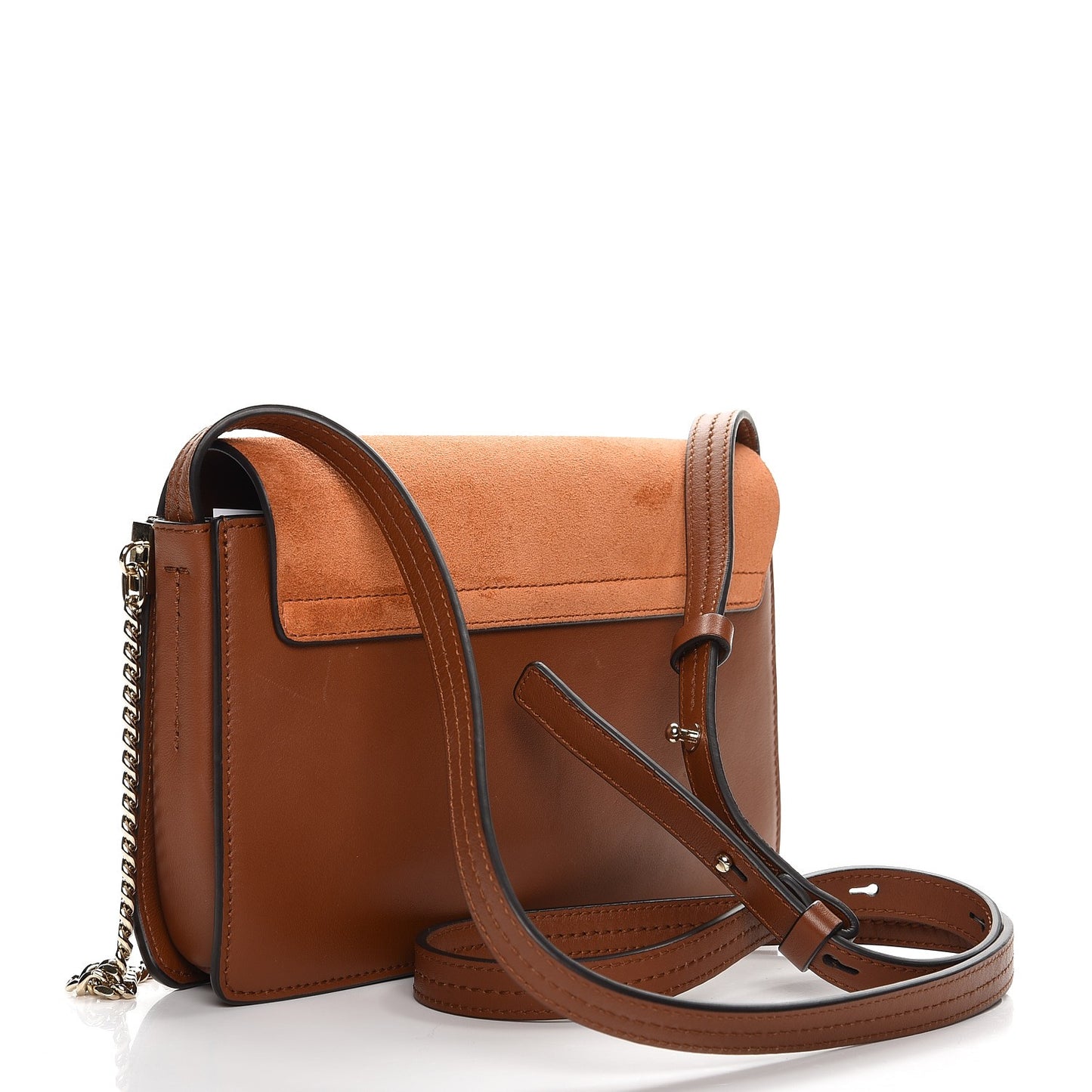 Suede Calfskin Small Faye Shoulder Bag Tobacco