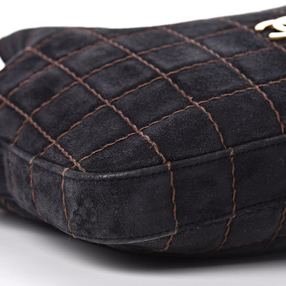 Chanel Suede Stitched Shoulder Bag Black 10 of 11