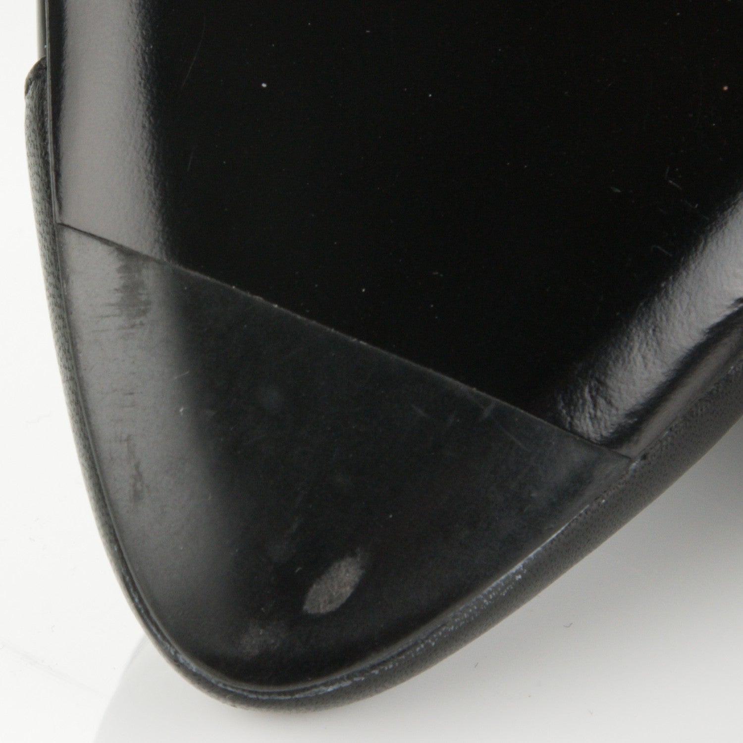 Chanel Lambskin Patent Cap Toe CC Pumps 35 Black 7 of 11