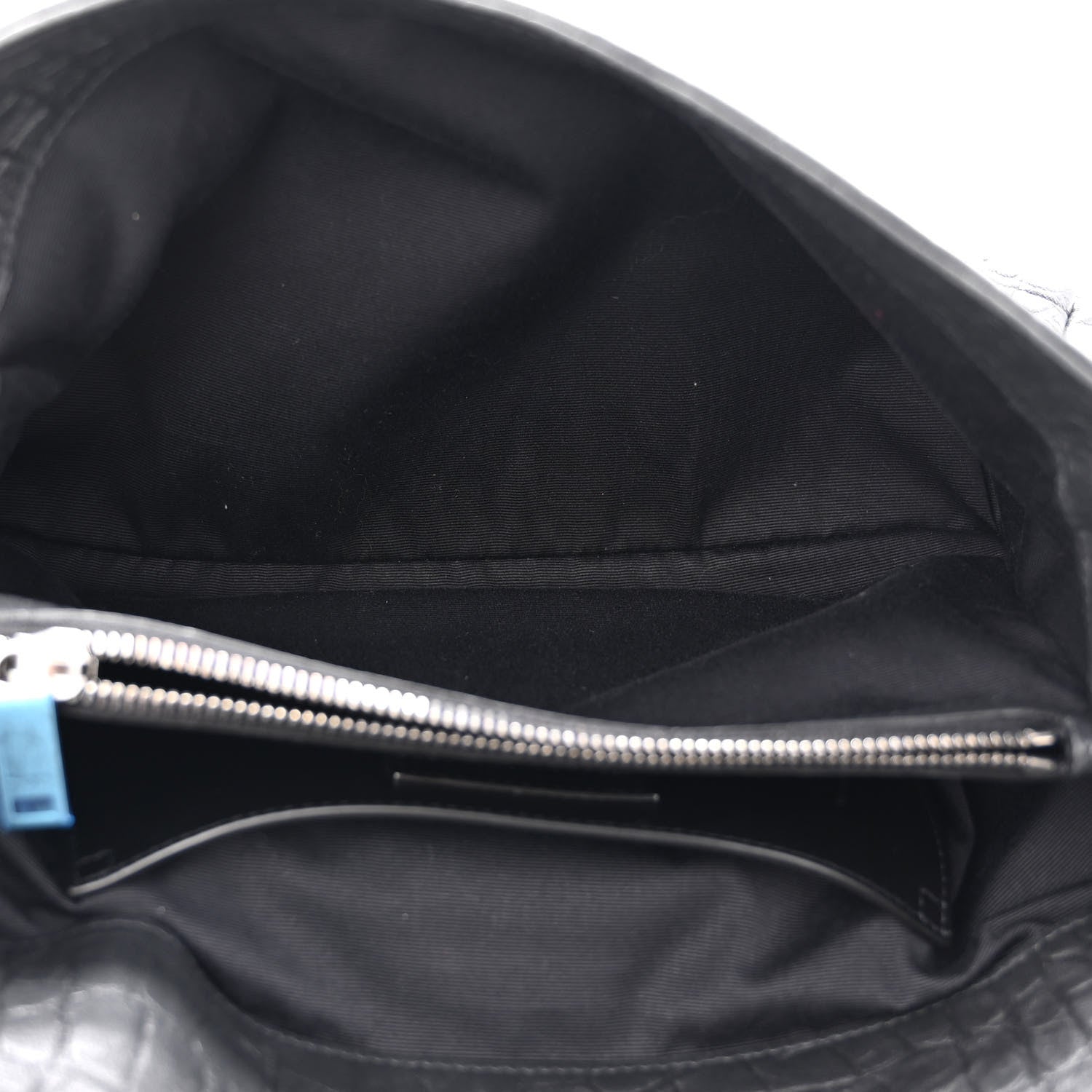 Saint Laurent Calfskin Crocodile Embossed Medium West Hollywood Monogram Fold-Over Black 5 of 10