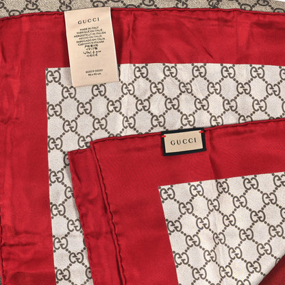 Gucci Silk GG Monogram Heart Square Scarf Beige Red 3 of 3