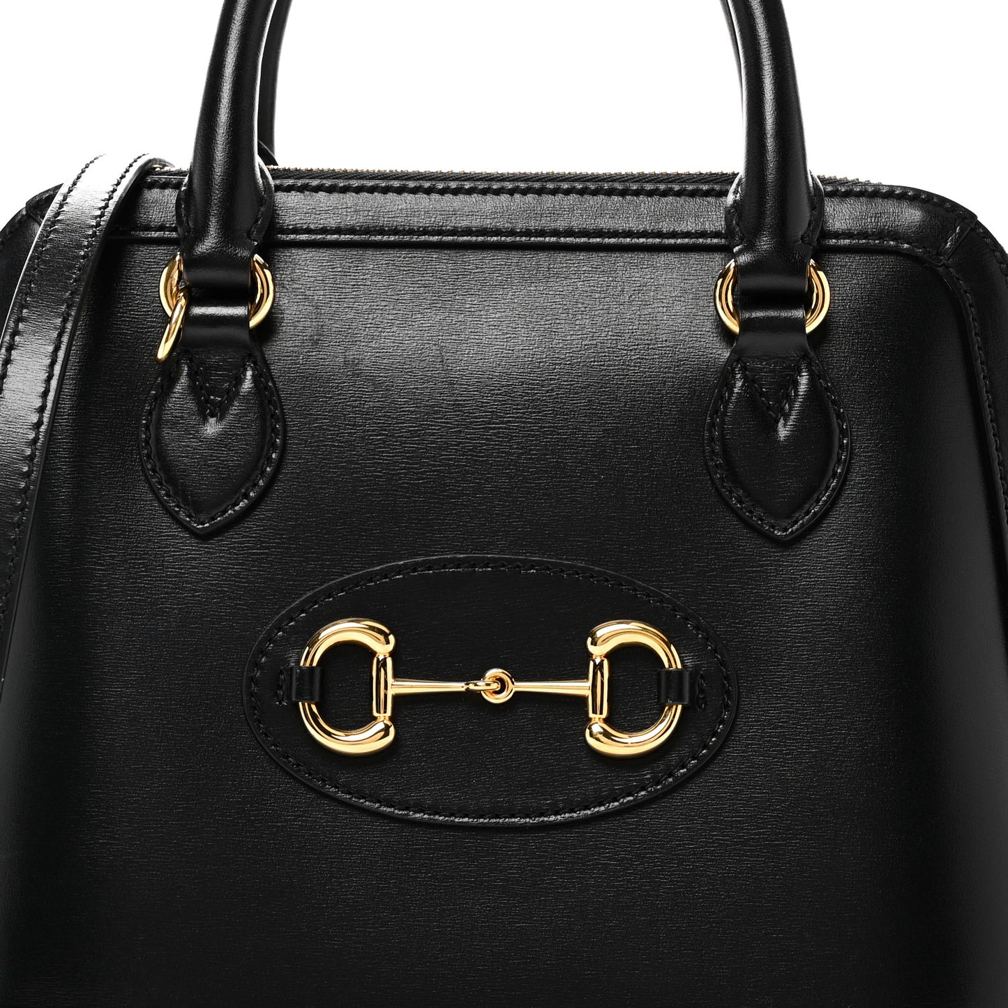 Boarded Plutone Calfskin Small Horsebit 1955 Top Handle Bag Black