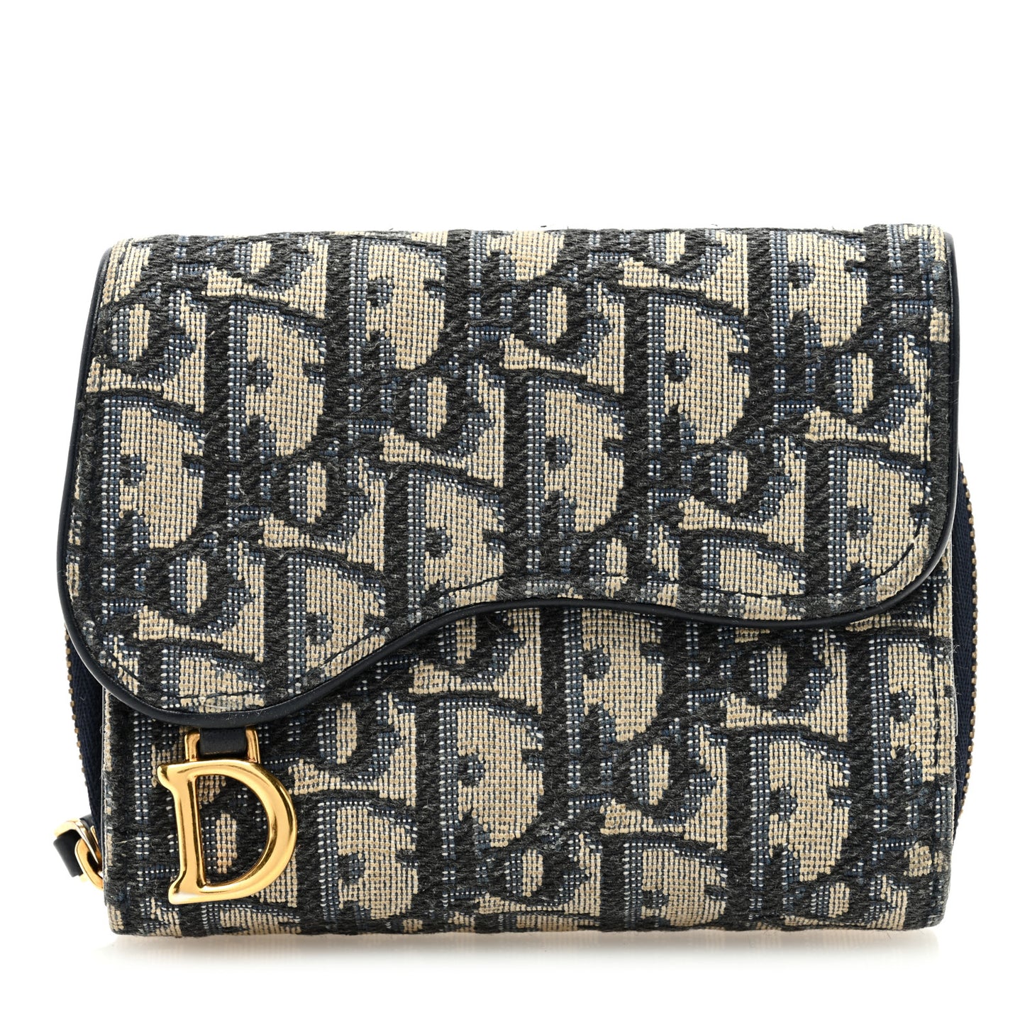 Oblique Saddle Lotus Wallet Blue