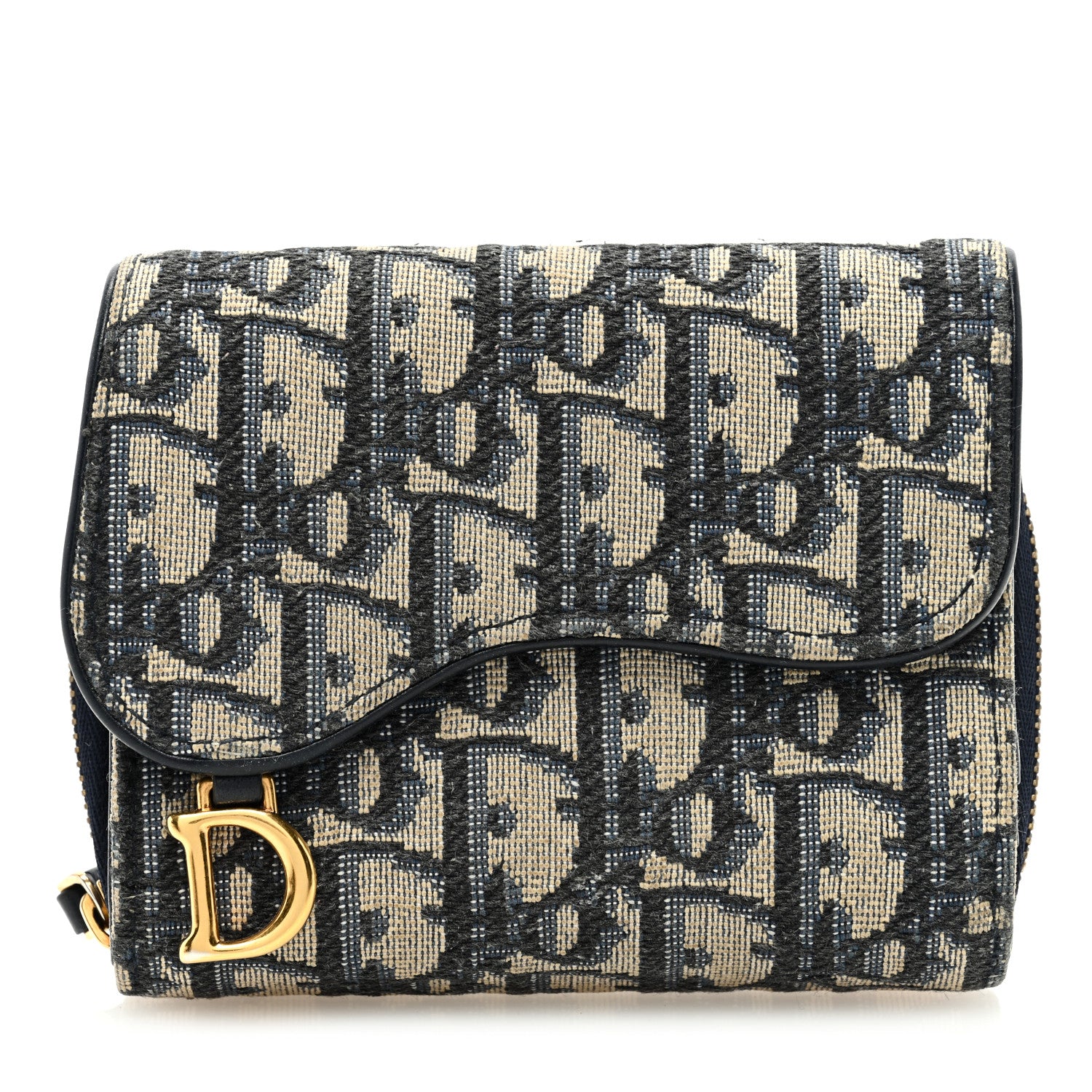 Christian Dior Oblique Saddle Lotus Wallet Blue 1 of 8