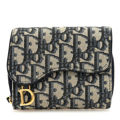 Christian Dior Oblique Saddle Lotus Wallet Blue 1 of 8