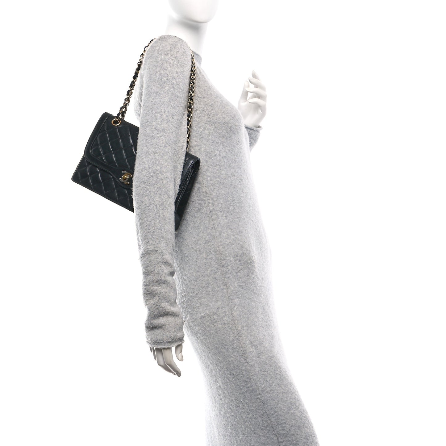 Lambskin Quilted Medium Double Flap Bag Black