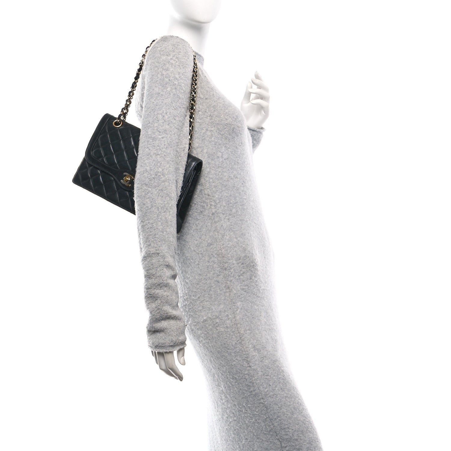 Chanel Lambskin Quilted Medium Double Flap Bag Black 2 of 12