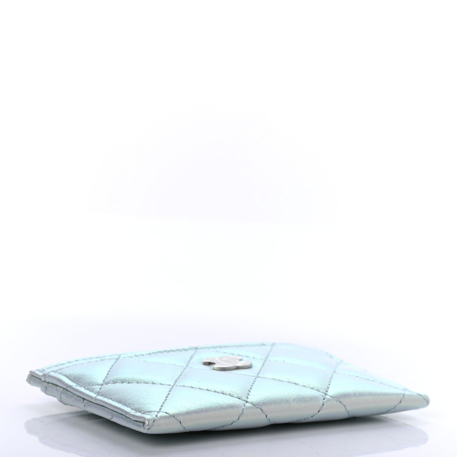 Chanel Iridescent Calfskin Quilted Card Holder Light Blue 4 of 7