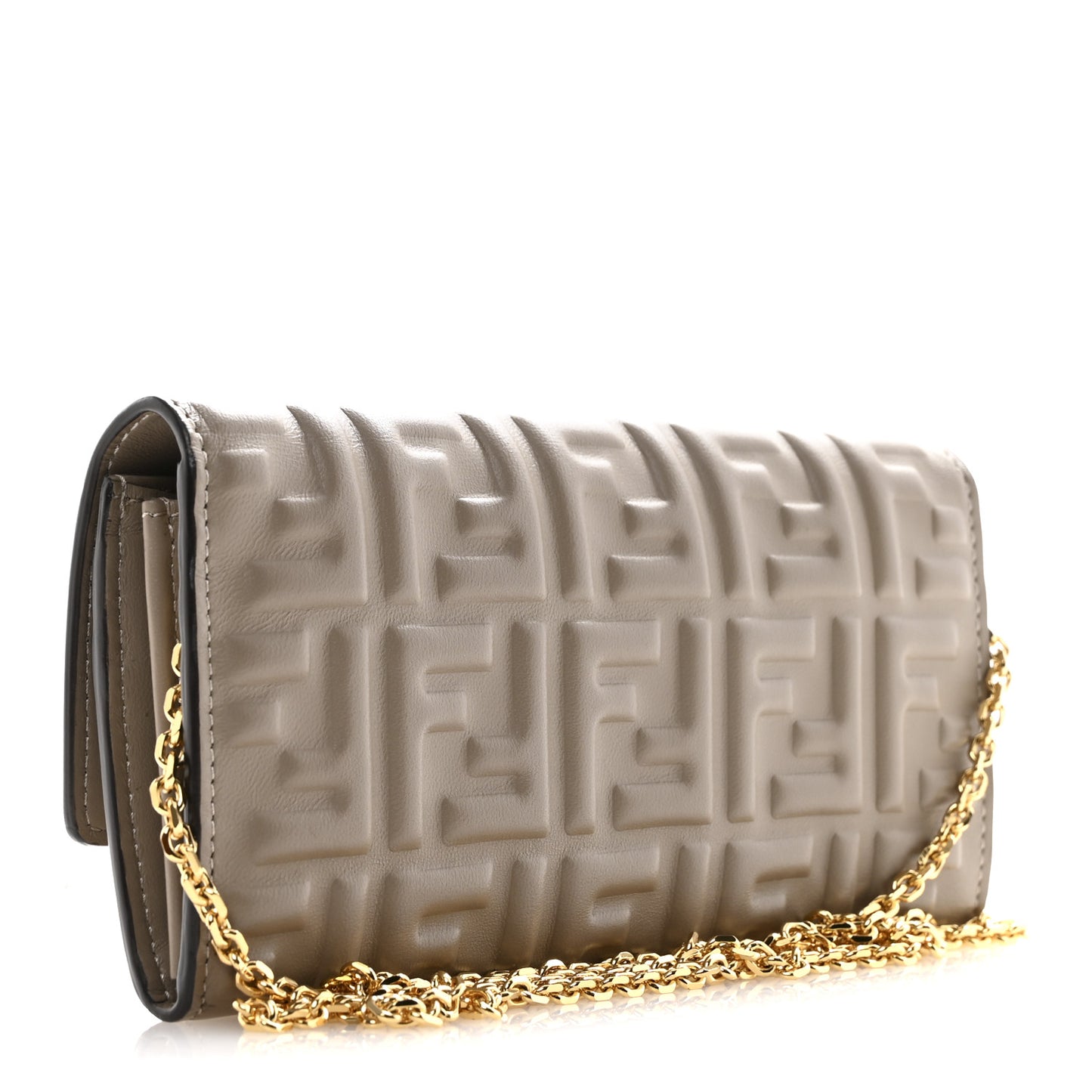 Nappa Matisse FF Embossed Continental Wallet On Chain Tortora