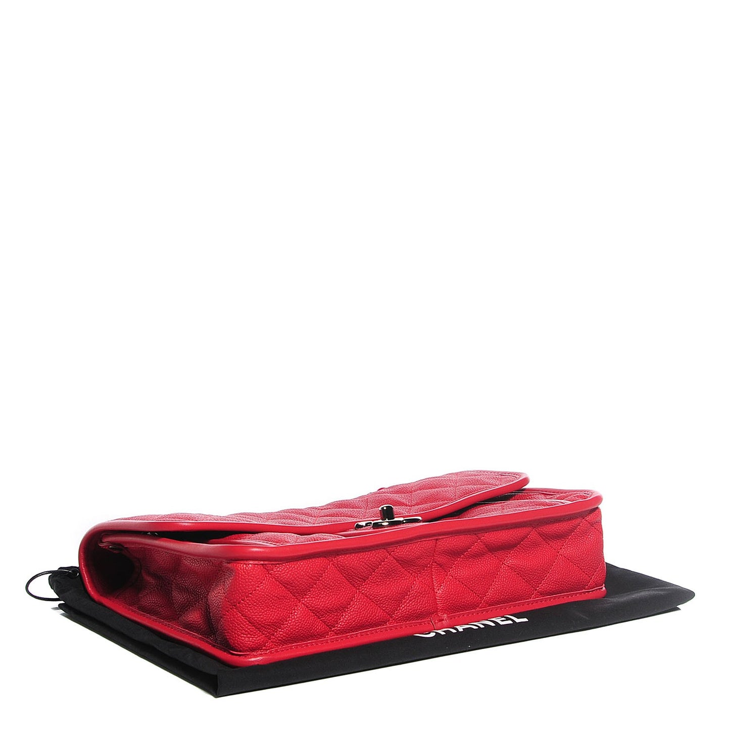 Iridescent Caviar Quilted Medium French Riviera Flap Red