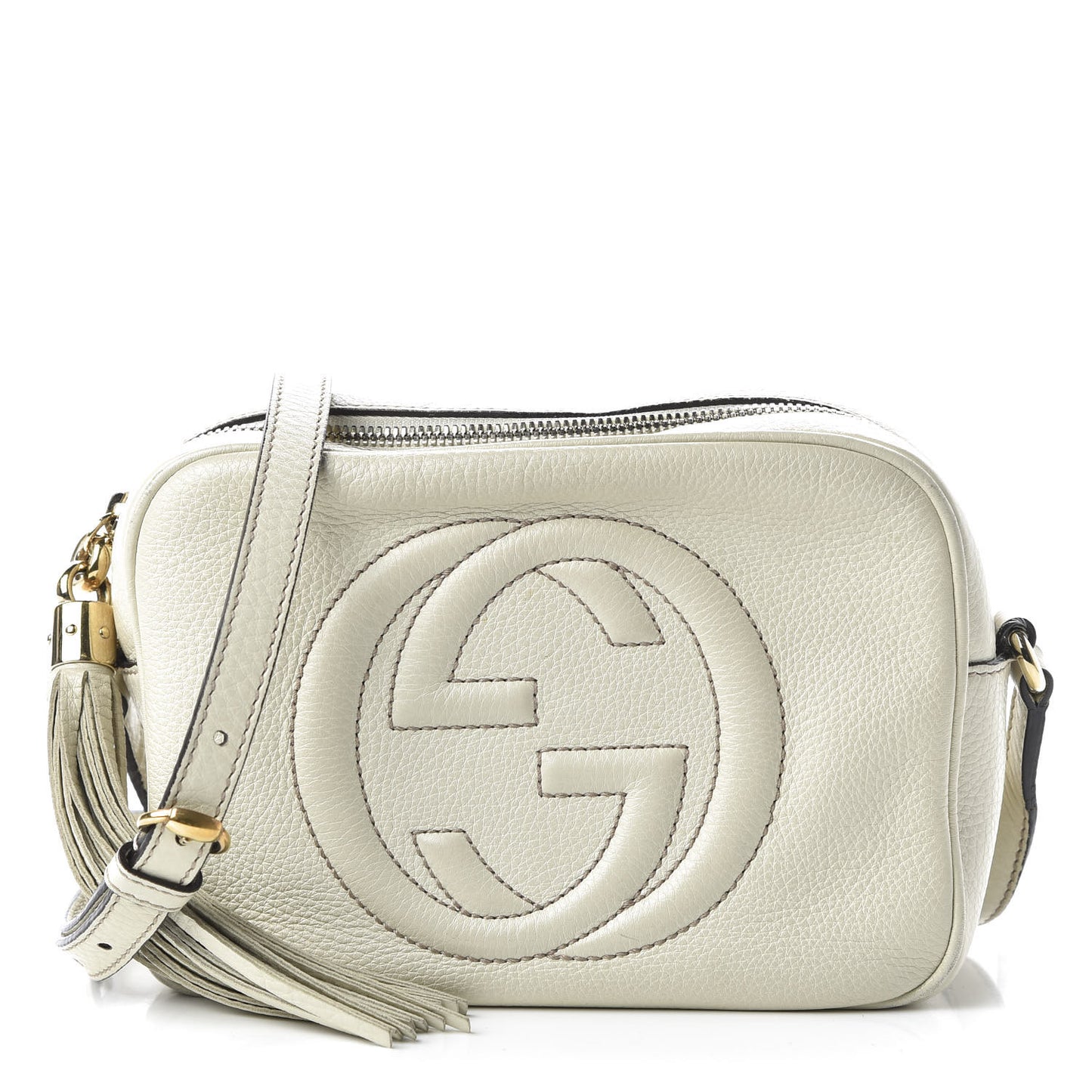 Pebbled Calfskin Small Soho Disco Bag Off White