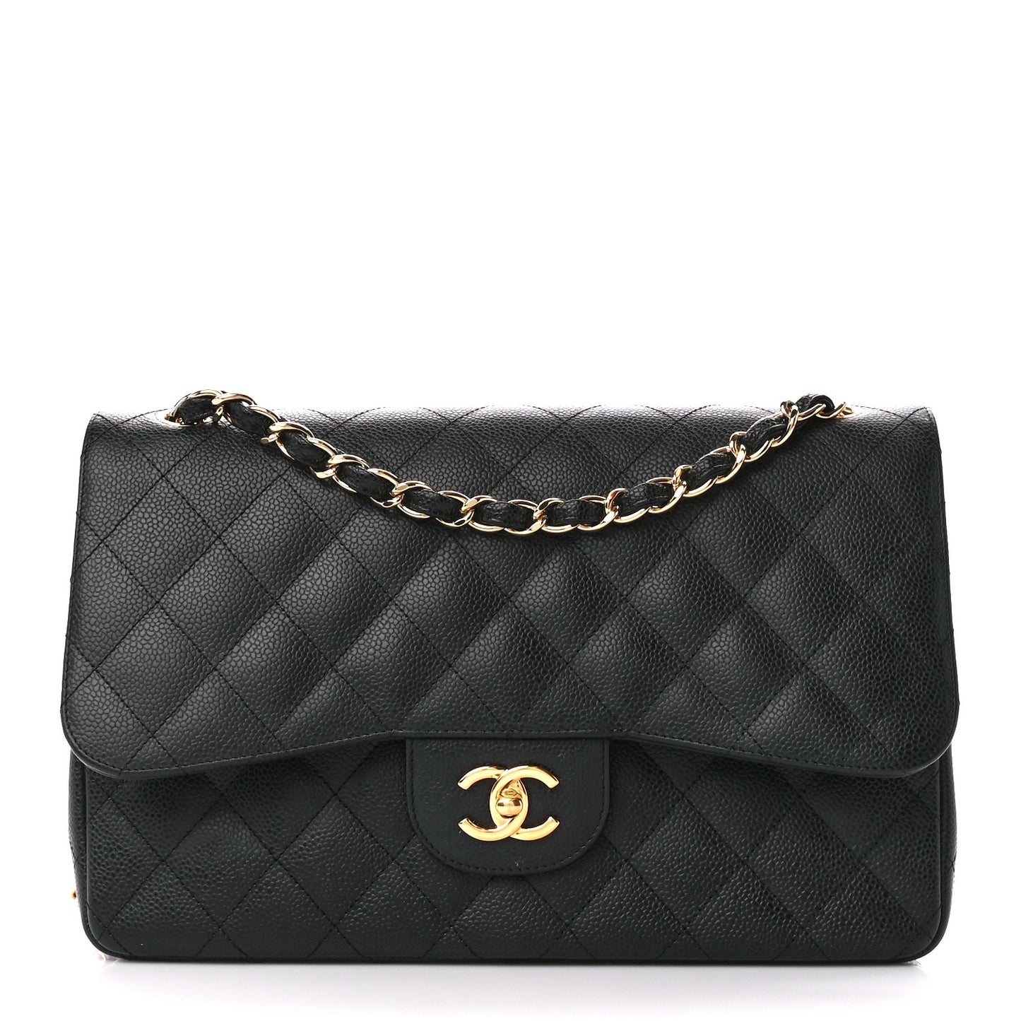 Caviar Quilted Jumbo Double Flap Black