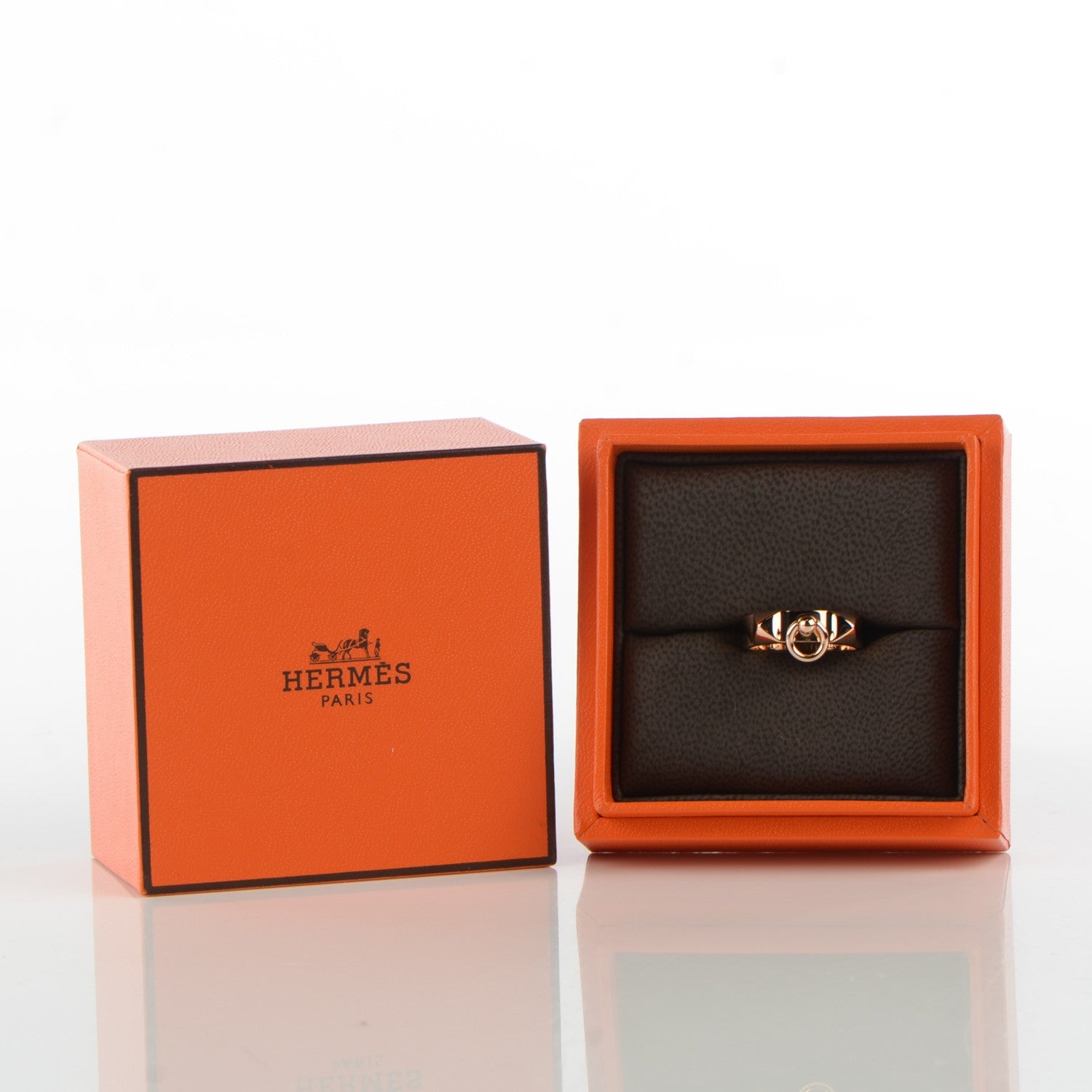 Hermes 18K Rose Gold PM Collier De Chien Ring 51 5.75 4 of 5