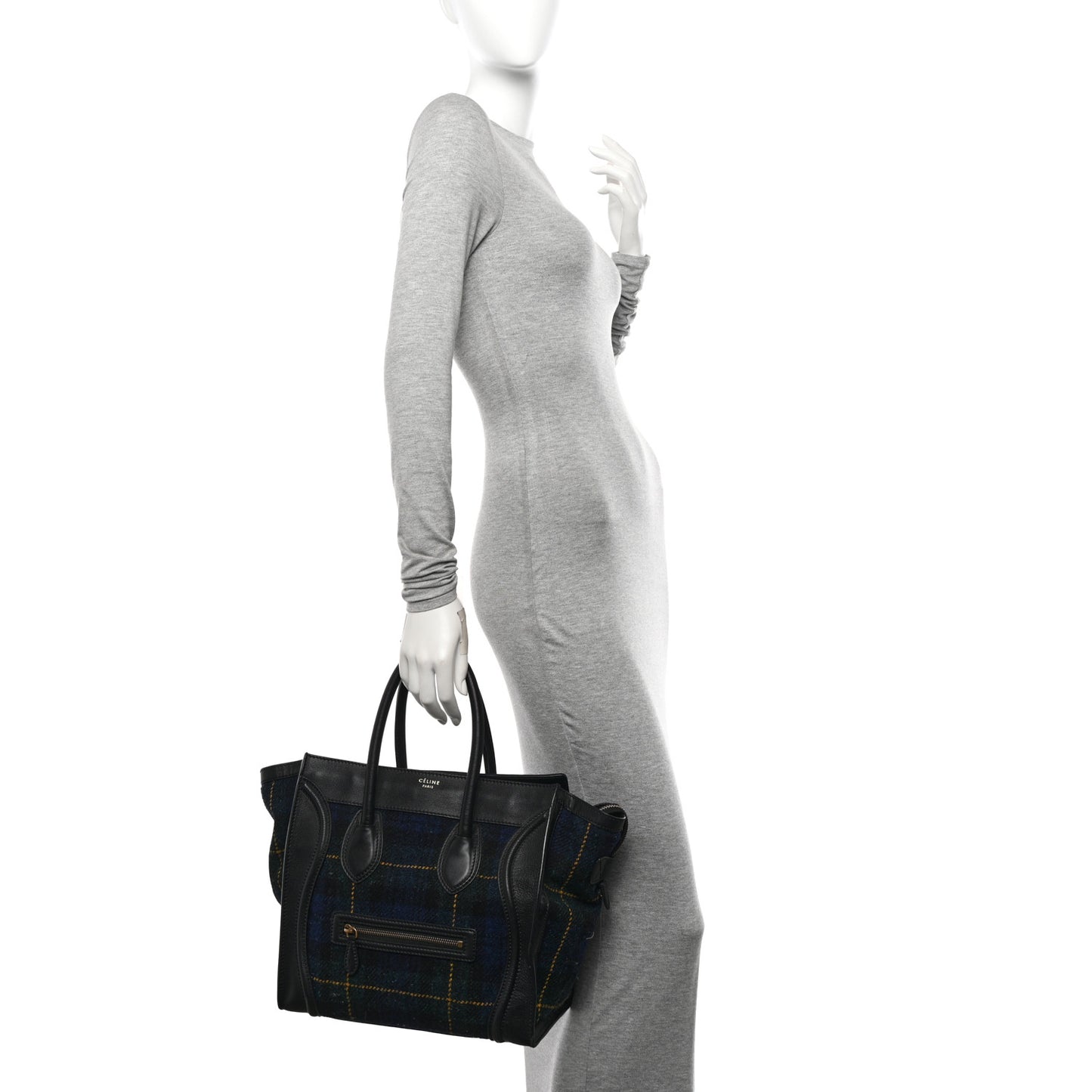 Smooth Calfskin Tweed Tartan Mini Luggage Midnight