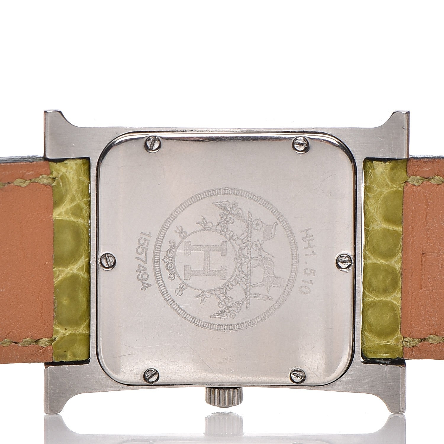 Hermes Stainless Steel Alligator 26mm Heure H Hour Quartz Watch Vert Anis 5 of 9