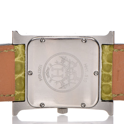 Hermes Stainless Steel Alligator 26mm Heure H Hour Quartz Watch Vert Anis 5 of 9