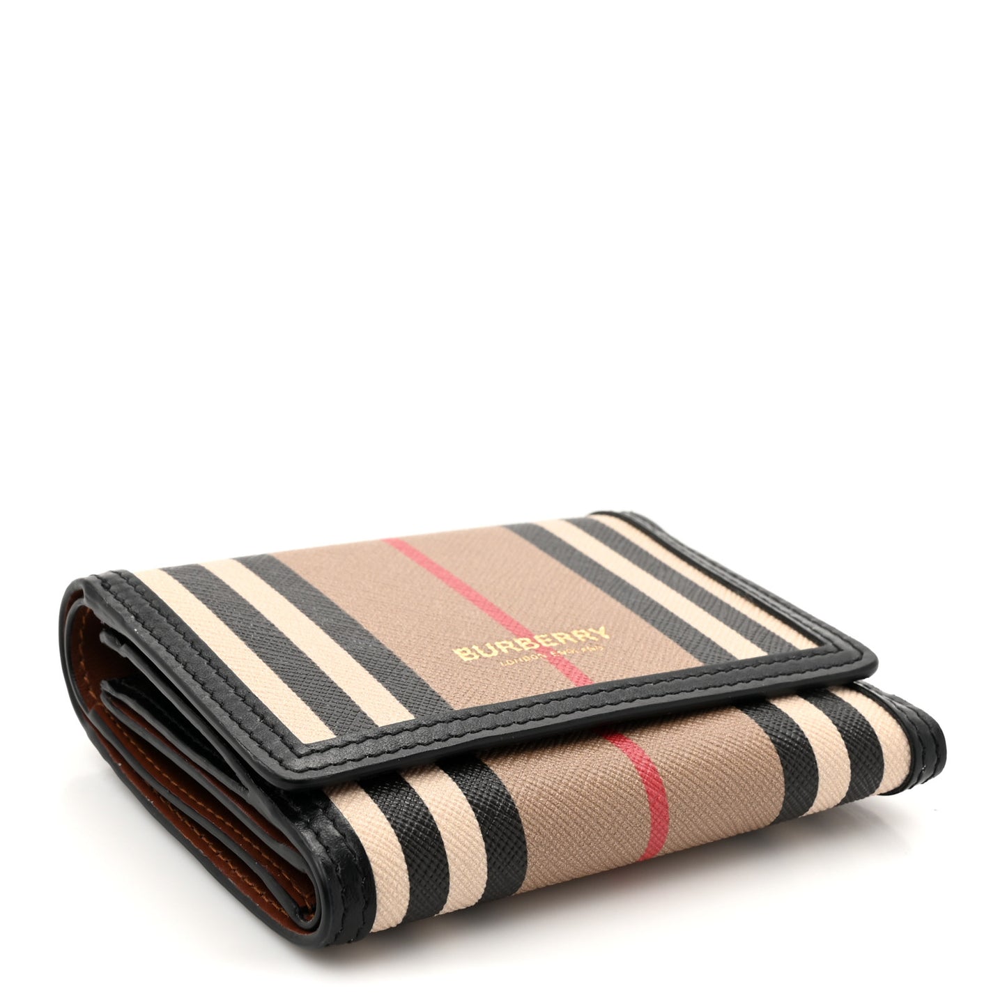 E-Canvas Icon Stripe Small Folding Wallet Archive Beige