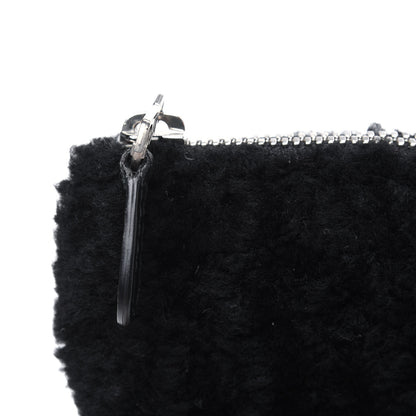 Balenciaga Sheepskin Shearling Contrasted Logo Large Zip Pouch Black 12 of 13