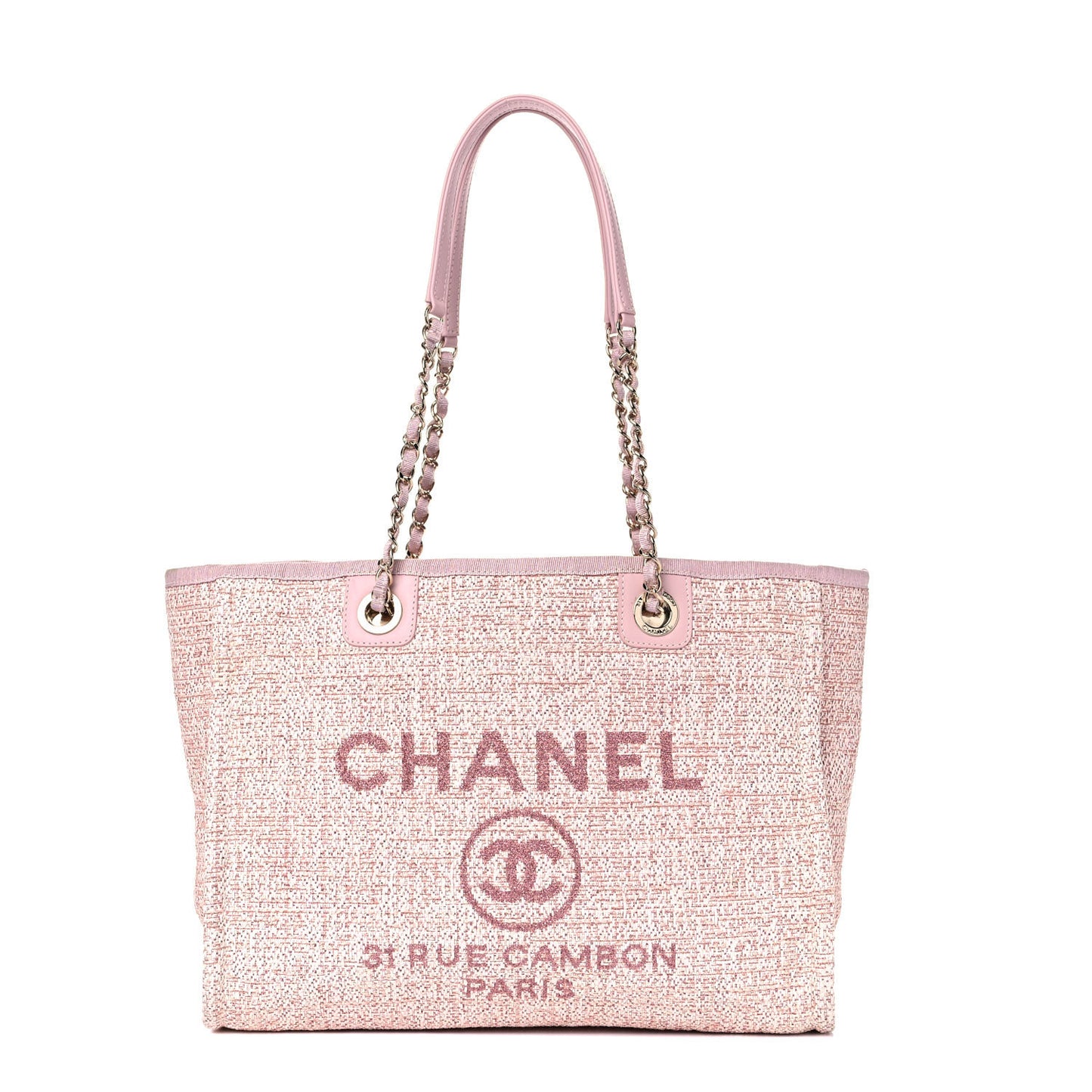 Lurex Boucle Small Deauville Tote Pink