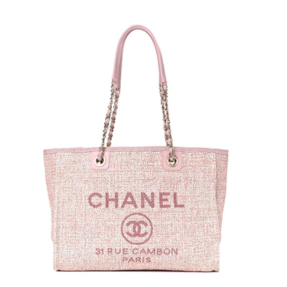 Chanel Lurex Boucle Small Deauville Tote Pink 1 of 12