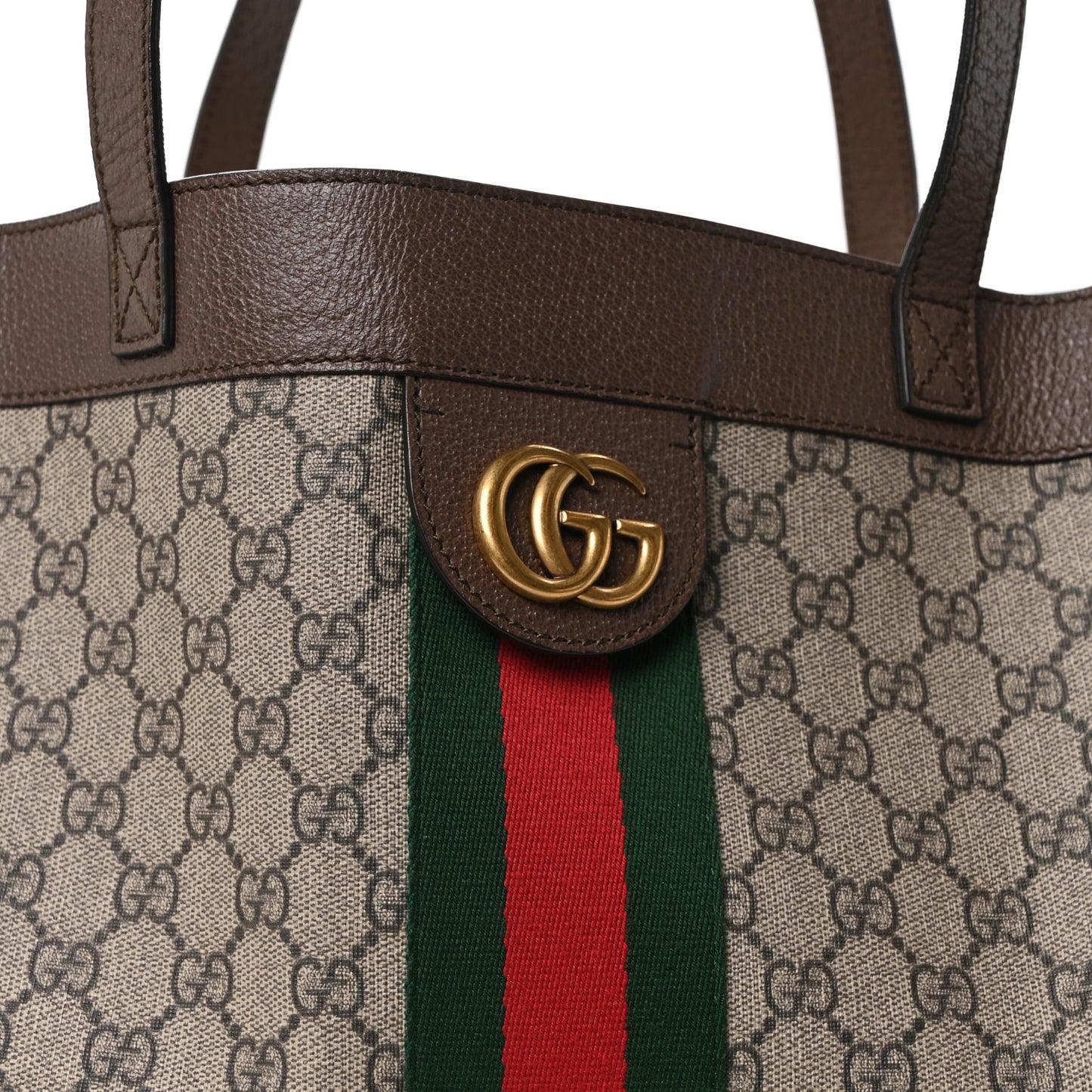 GG Supreme Monogram Web Ophidia Tote Brown