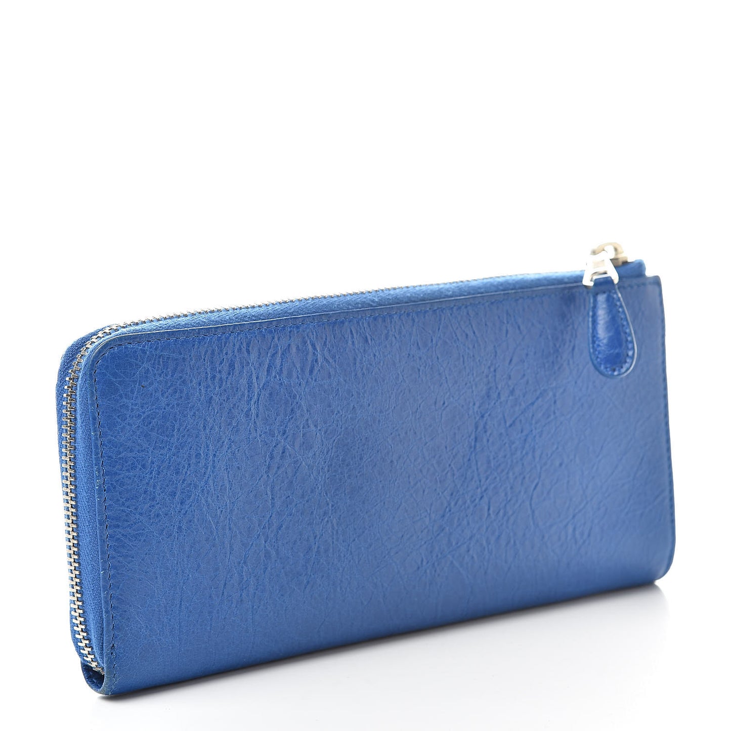 Agneau Giant 12 Silver Hardware Continental Zip Around Wallet Bleu Lazuli