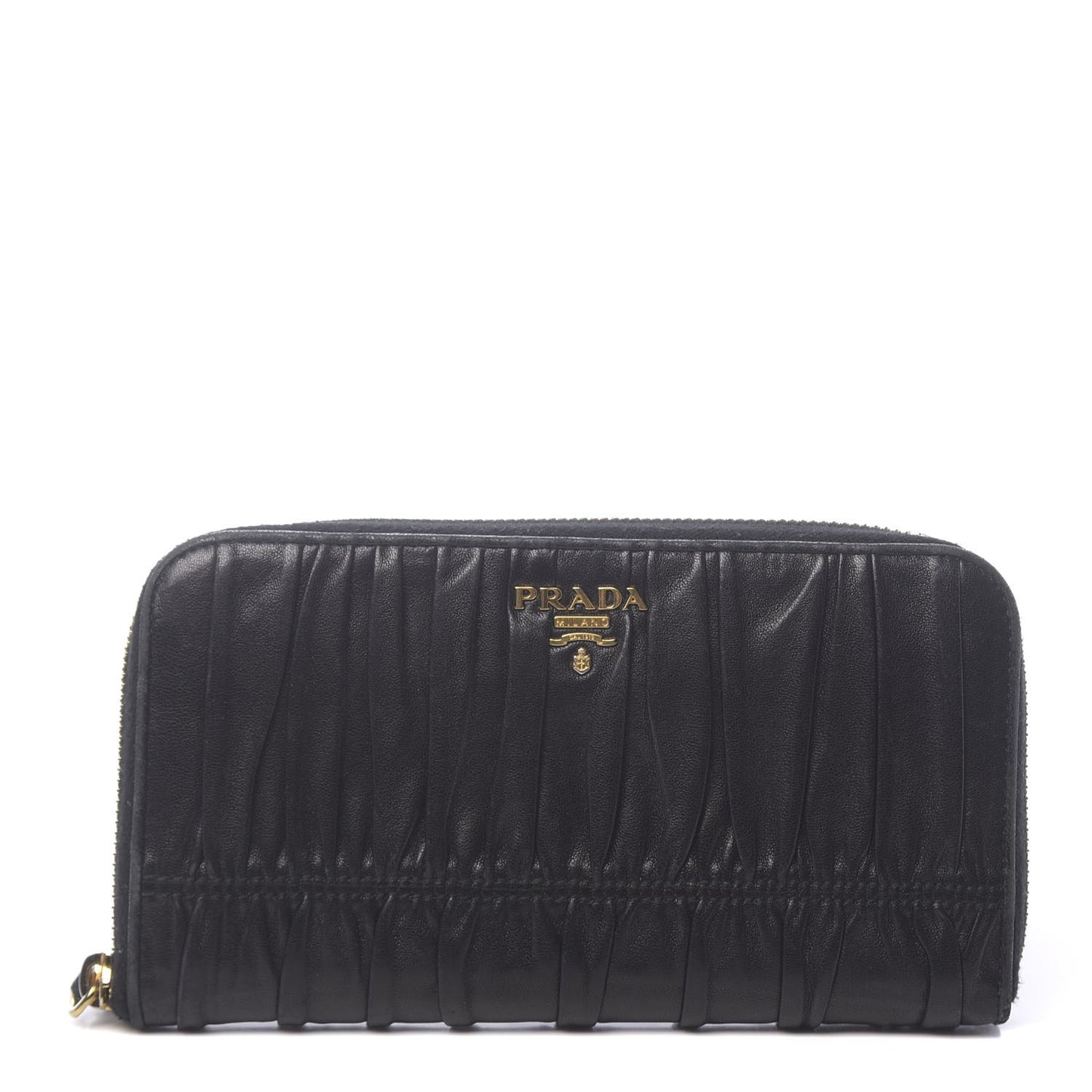 Nappa Gaufre Zip Around Wallet Black