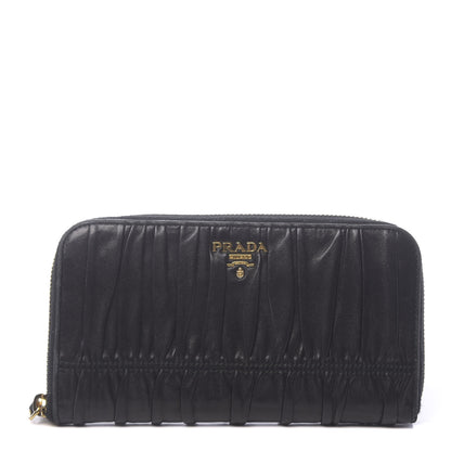 Prada Nappa Gaufre Zip Around Wallet Black 1 of 10