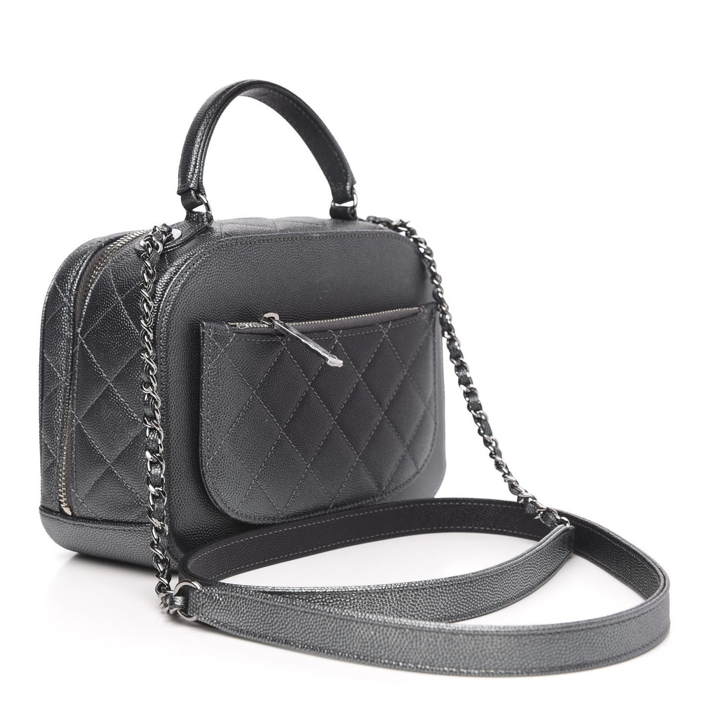 Metallic Caviar Small Coco Curve Vanity Bag Black Ruthenium