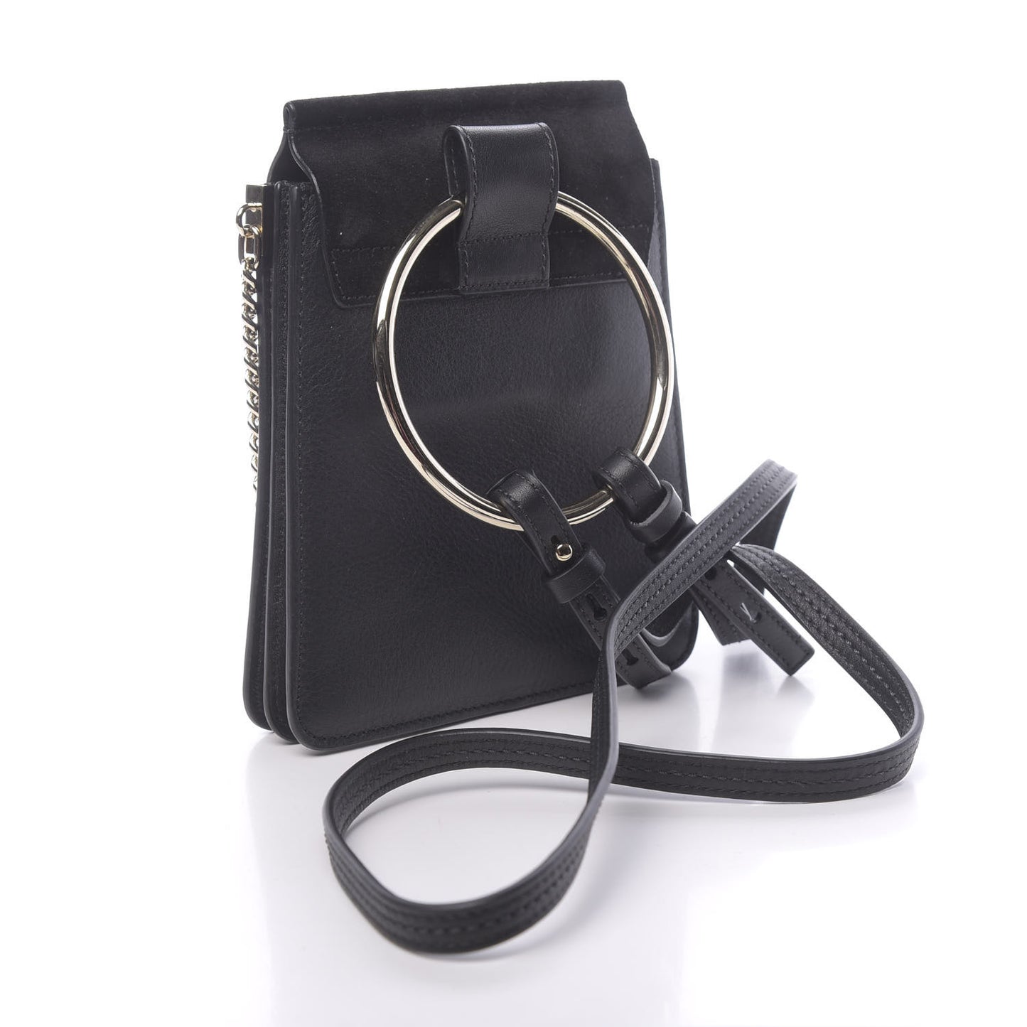 Suede Calfskin Mini Faye Bracelet Bag Black