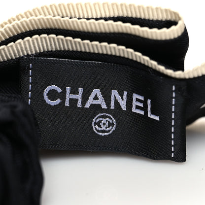 Chanel Silk CC Hair Tie Black Ecru 3 of 3