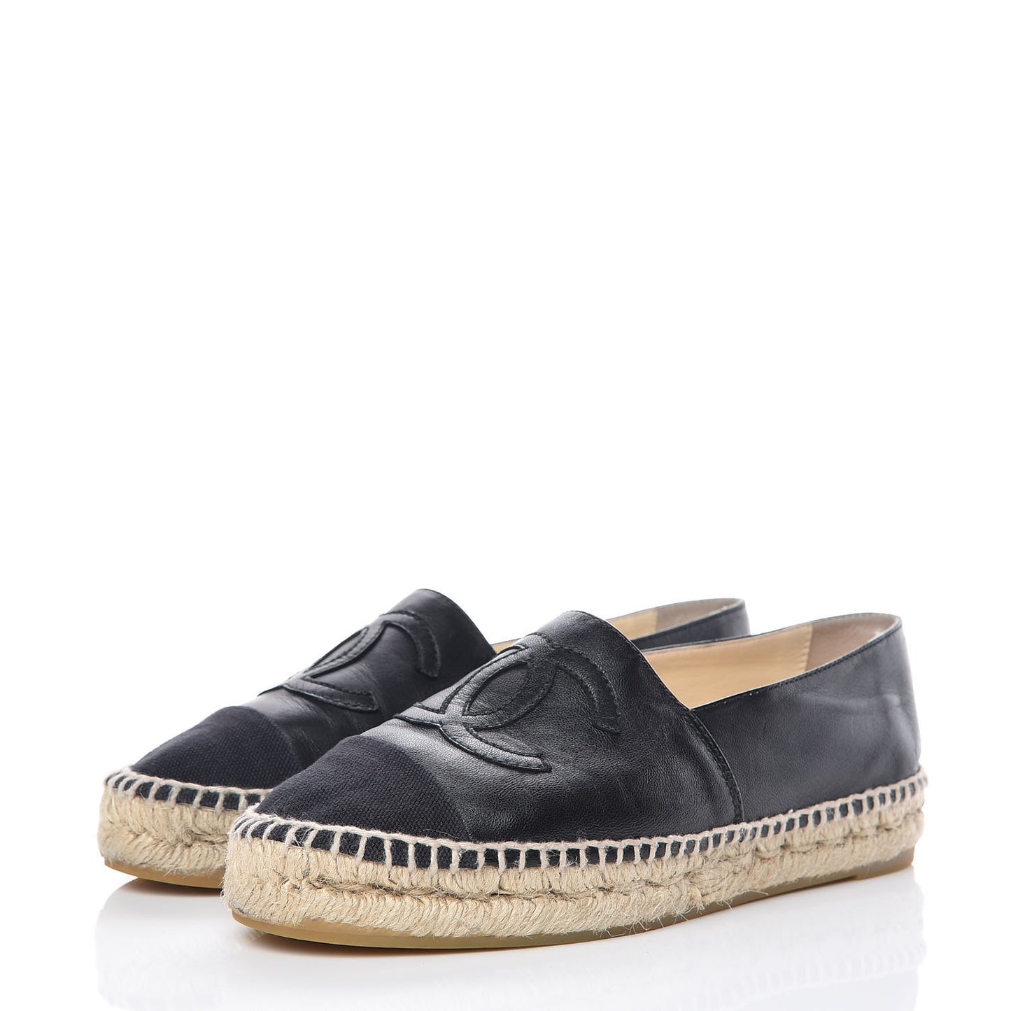 Lambskin Canvas Cap Toe CC Espadrilles 37 Black